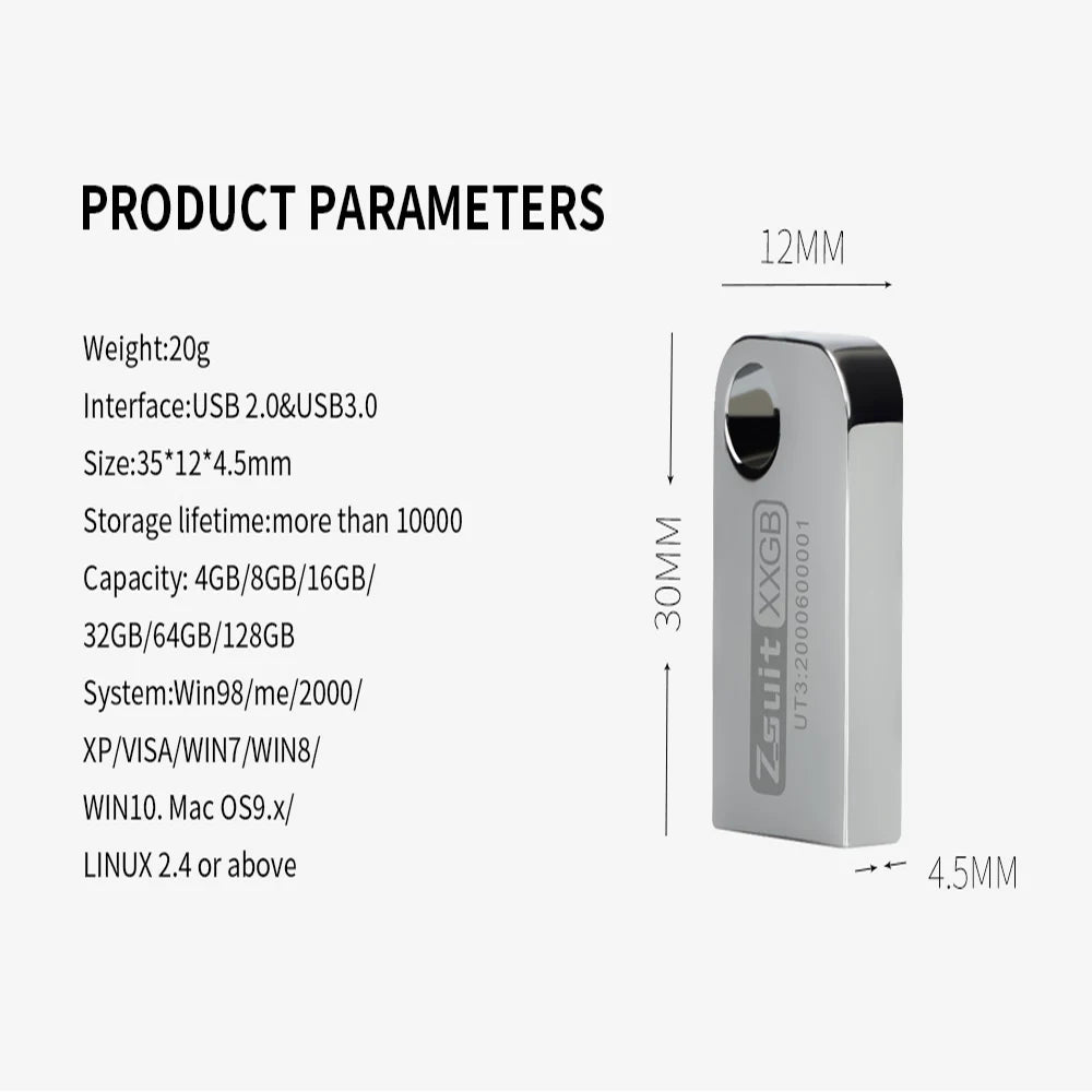 Mini Metal USB 3.0 Flash Drive 4GB–128GB | High-Speed Pen Drive USB Flash Drive PRIMED