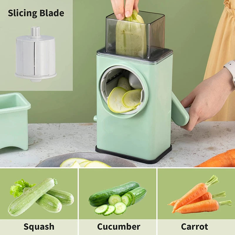 Rotary Vegetable Grater & Mandoline Slicer – 3 Drum Blades Rotary Vegetable Grater PRIMED