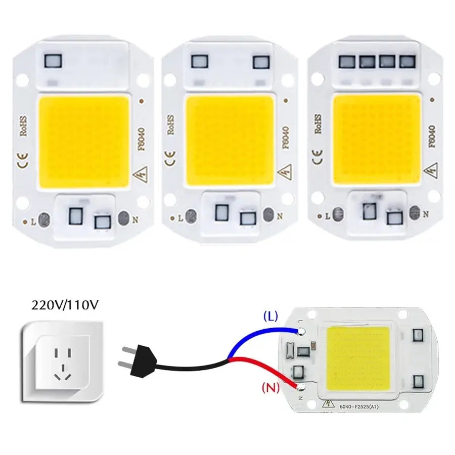 COB LED Chip 20W 30W 50W No Driver 110V/220V DIY Flood Light COB LED Chip PRIMED