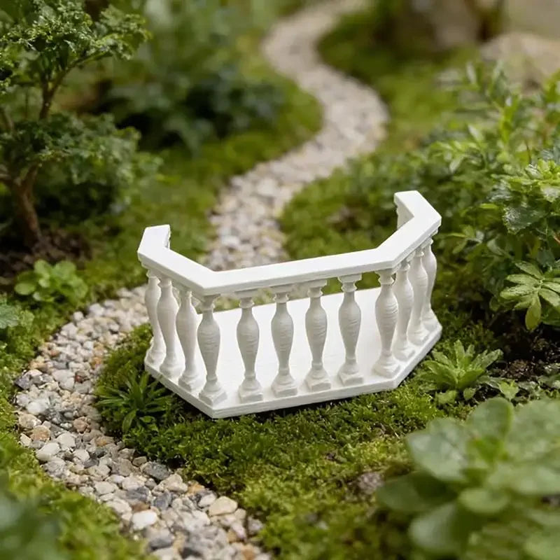 Miniature Dollhouse Balcony with Railing – European Style DIY Dollhouse Accessory PRIMED