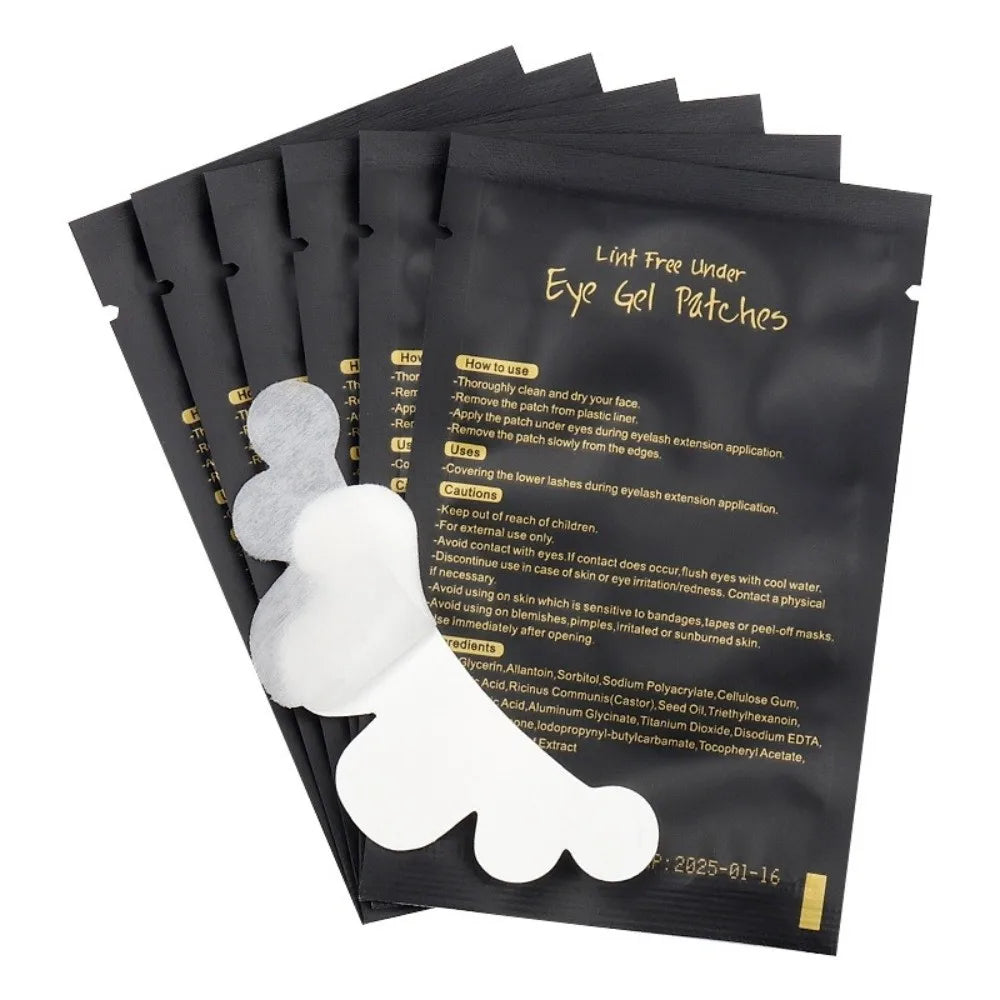 50 Pairs Hydrogel Under Eye Pads – Cloud Shape Lash Patches Lash Extension Pads PRIMED 50PCS-Black
