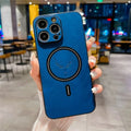 Deer Head Leather Magnetic iPhone Case – Wireless Charging Leather Phone Case PRIMED For iPhone 15 Blue