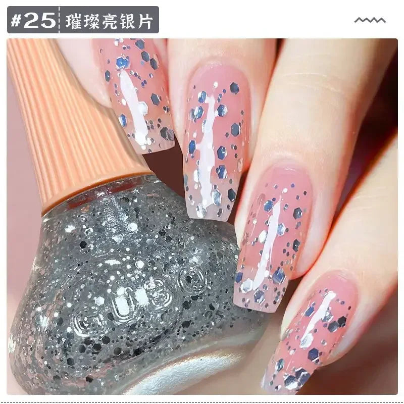 Glitter Gel Nail Polish Quick Dry Autumn Coffee Tones 12ml