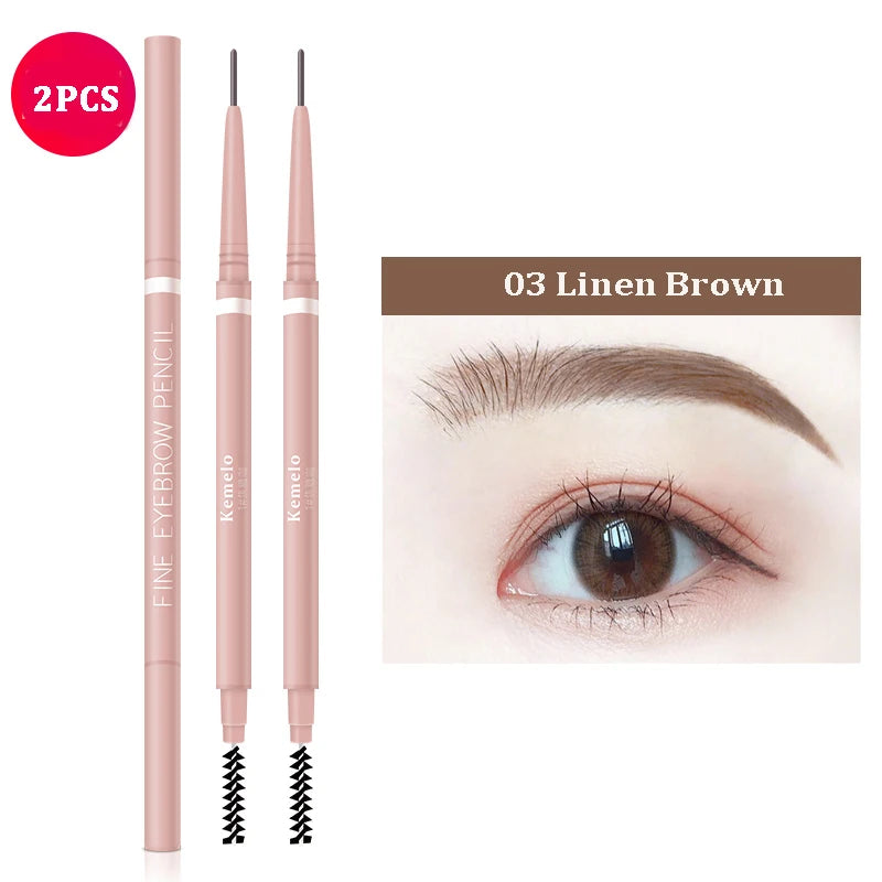 1.5mm Ultra Fine Waterproof Eyebrow Pencil with Brush – 6 Shades