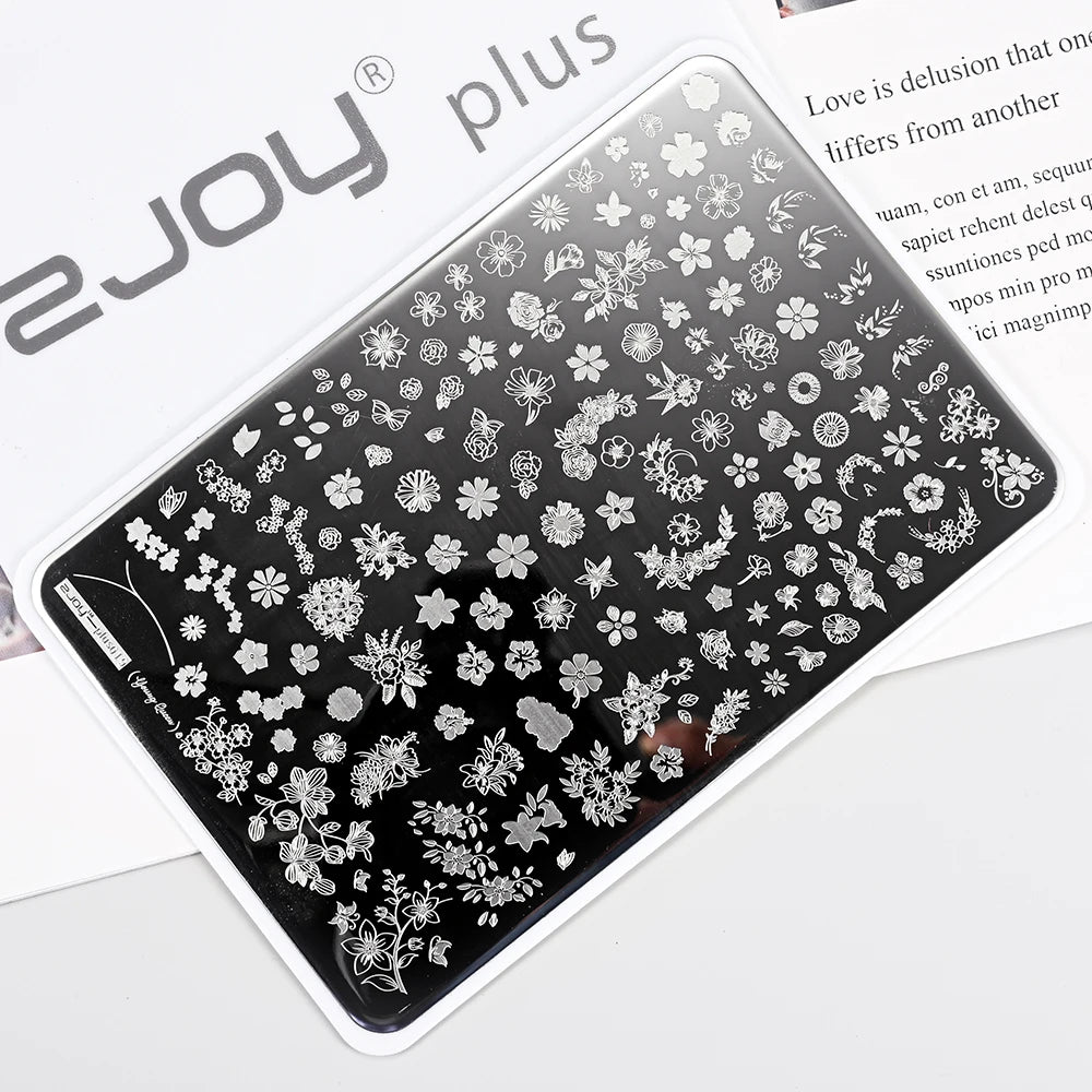 MAFANAILS Big Nail Stamping Plate – Geometry, Animals & Floral Nail Stamping Plate PRIMED TL-Plus019