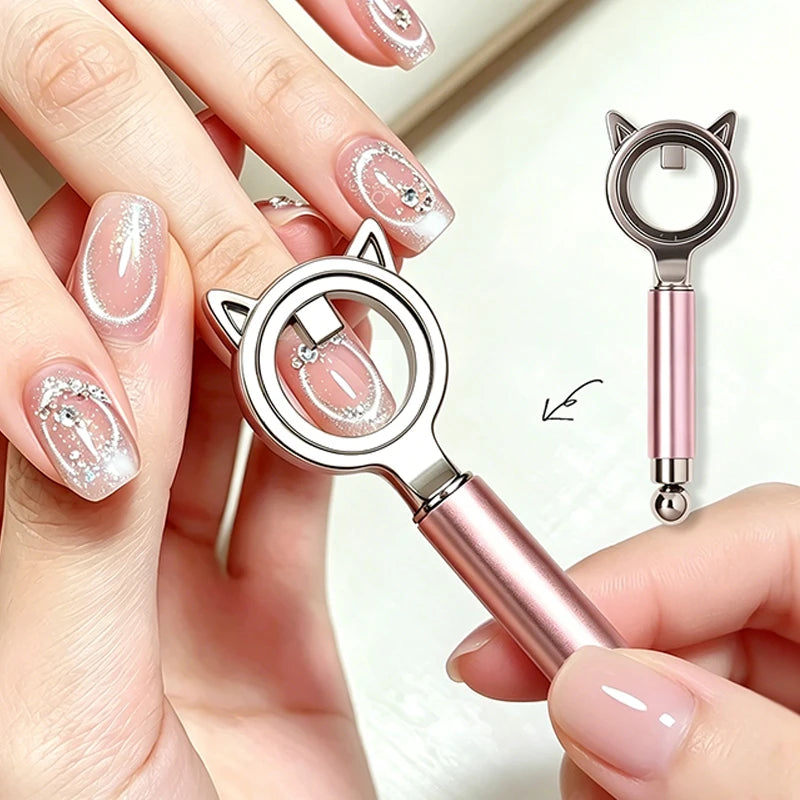 Dual-Head Cat Eye Nail Art Magnet | Hollow Ring Tool Nail Art Magnet PRIMED Pink