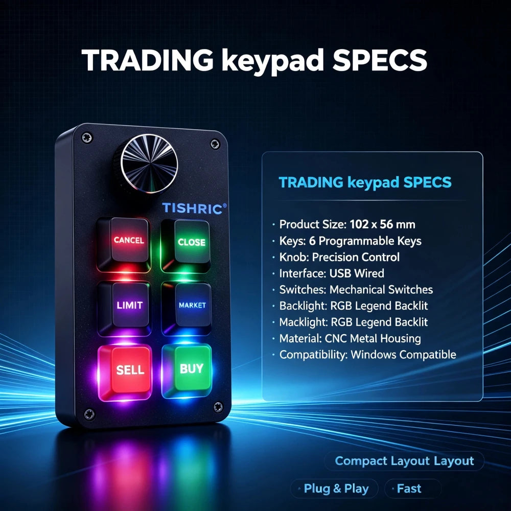 TISHRIC RGB Macro Keypad 6 Keys 1 Knob – Mechanical Mini Keyboard Macro Mechanical Keypad PRIMED