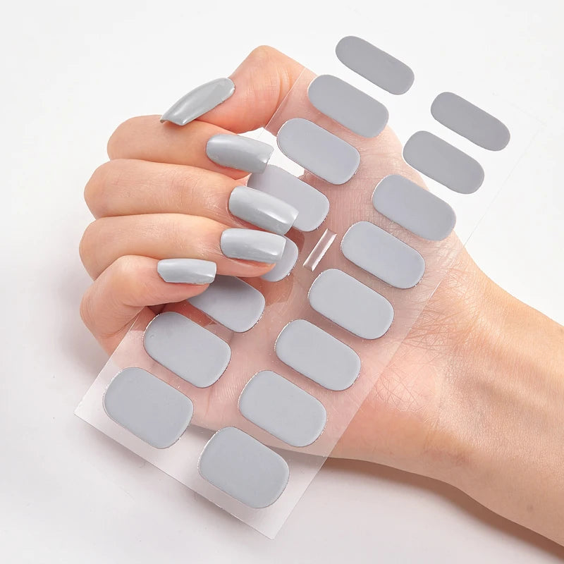 Semi-Cured Gel Nail Wraps Full Cover Stickers – 16pc Set