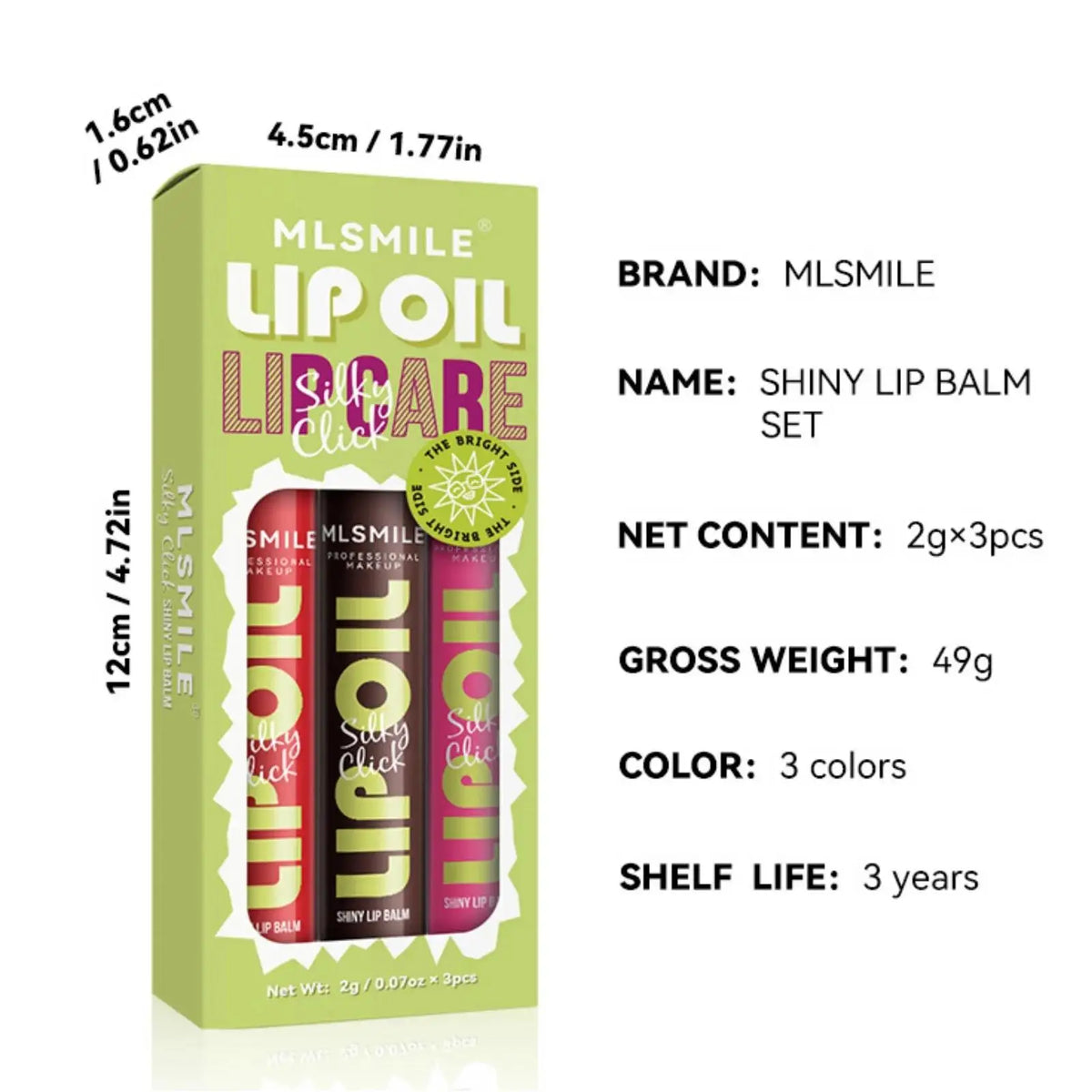 MLSMILE 3-Piece Lipstick Set | Mirror Lip Gloss & Moisturizing Lip Gloss Set PRIMED