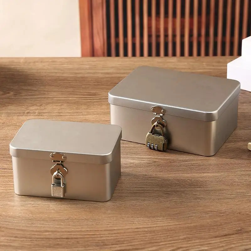 Lockable Tinplate Storage Box – Jewelry, Coins & Desk Organizer Lockable Storage Box PRIMED