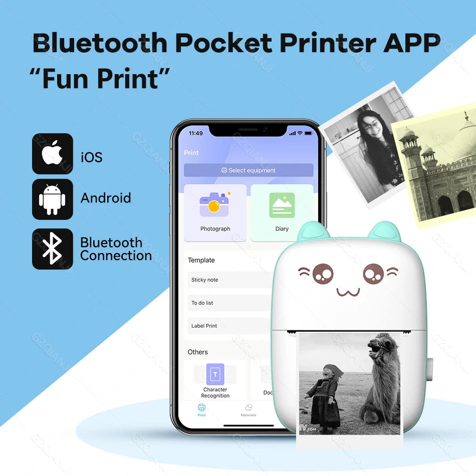 58mm Bluetooth Mini Thermal Label Printer for iOS & Android Thermal Label Printer PRIMED