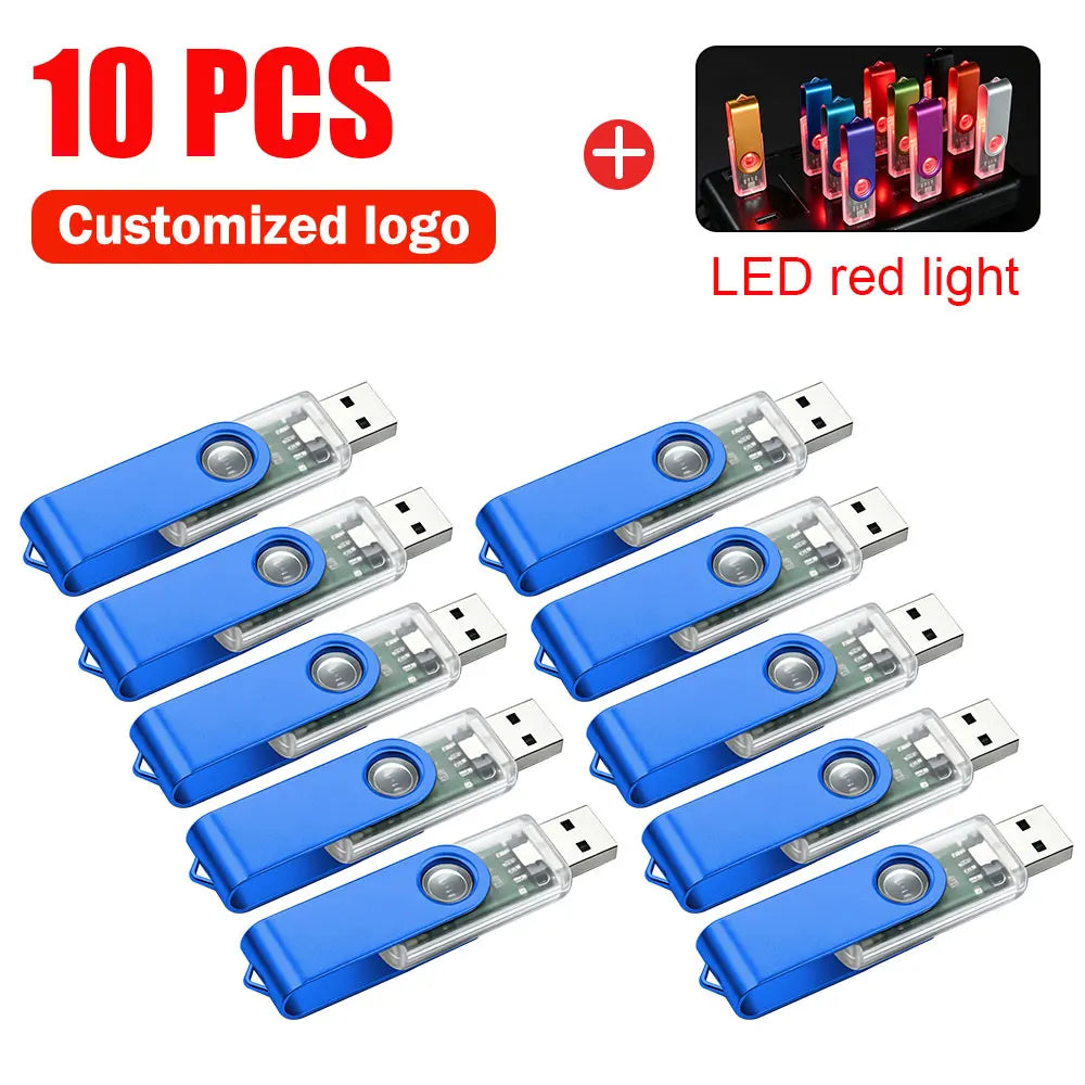 10-Pack Custom Logo Metal USB Flash Drives 256MB–128GB USB Flash Drive PRIMED 2GB x 10PCS blue-A