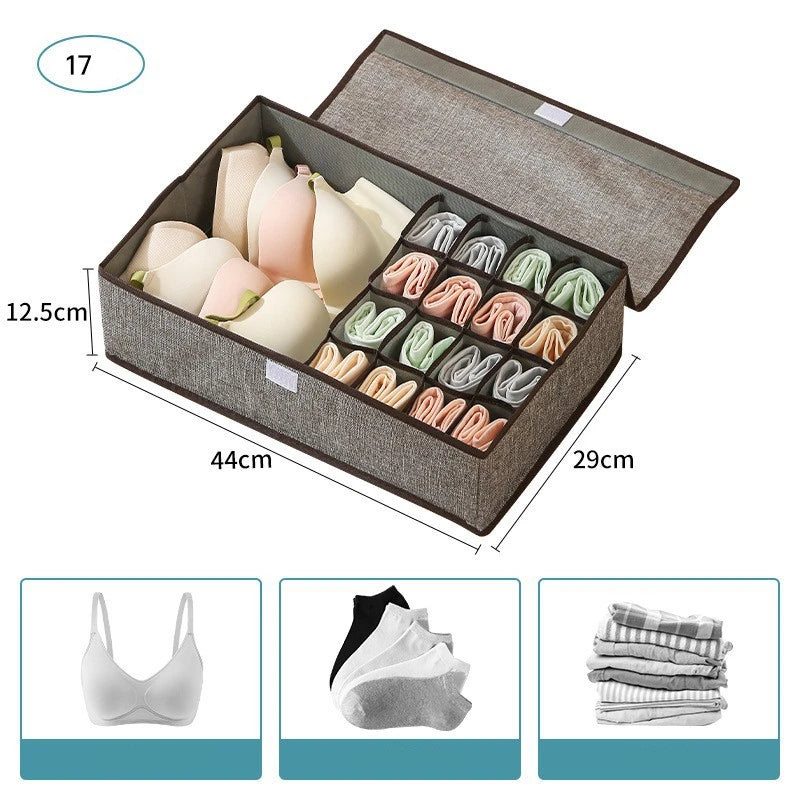 Underwear Sock & Tie Drawer Organizer with Lid | Non-Woven
