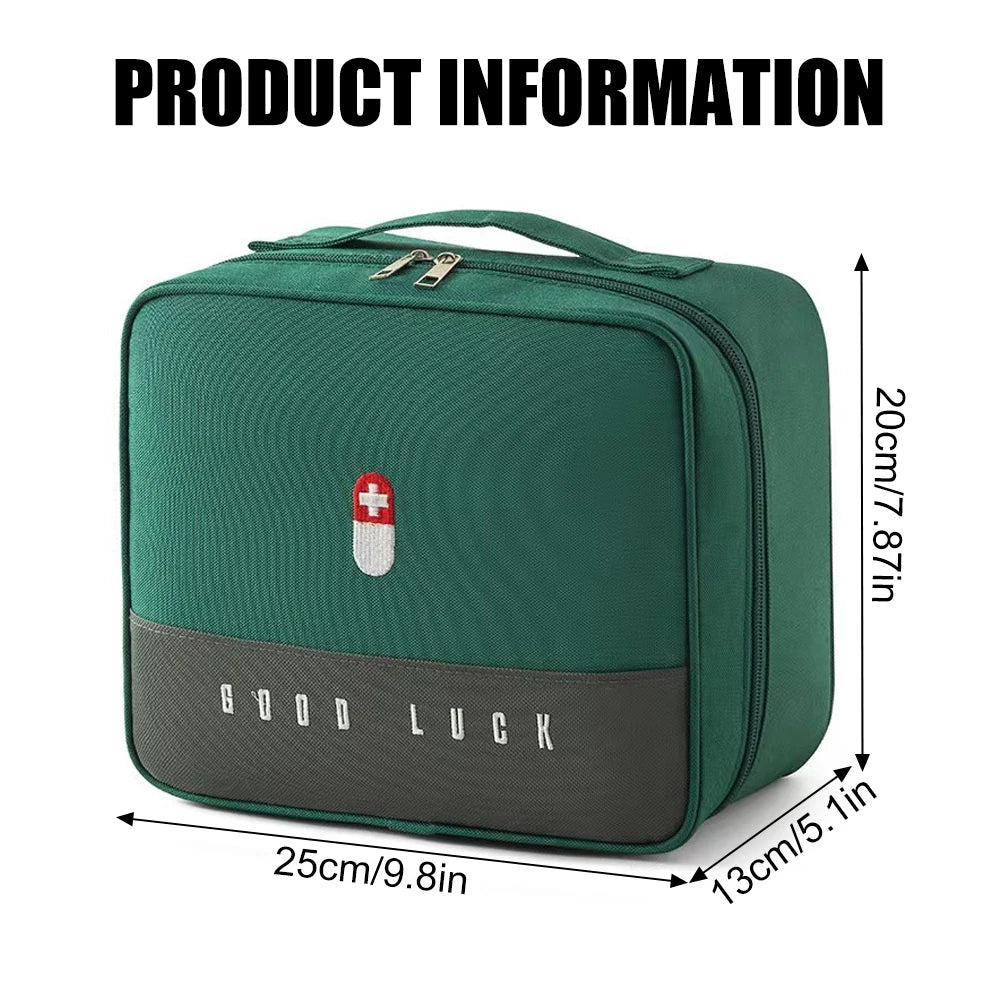 Red Portable First Aid Bag – Multi-Compartment Medical Organizer