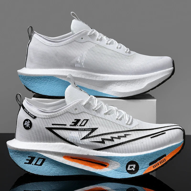LETCOMFIT Carbon Plate Marathon Running Shoes Men Women Carbon Plate Running Shoes PRIMED WhiteUpgrade 36