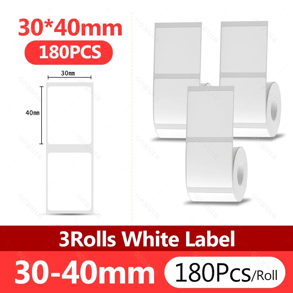 NIIMBOT Thermal White Label Rolls 3-Pack | B1 B21 B3S B31 Thermal Label Rolls PRIMED 3Rolls 30x40mm