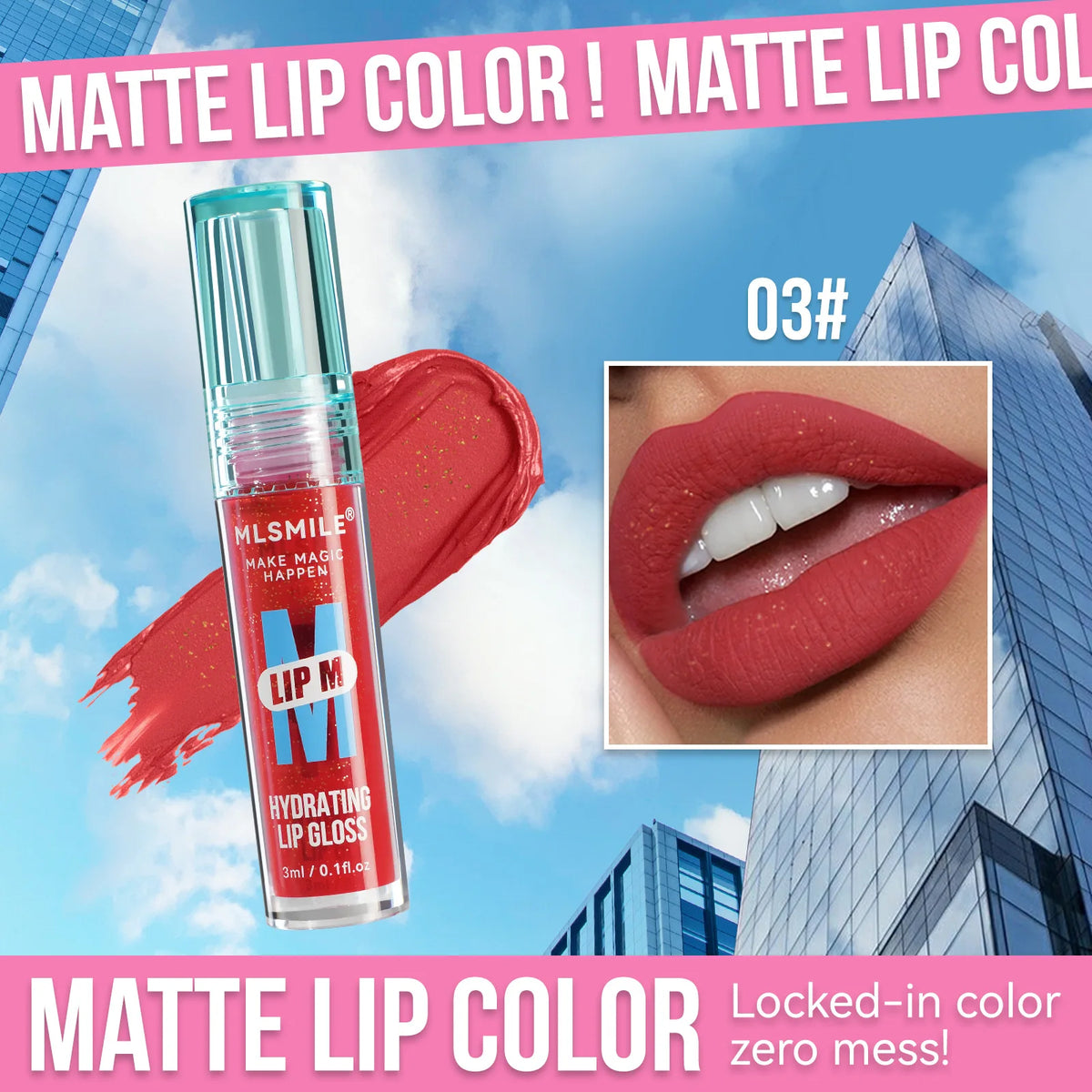MLSMILE Pearl Nude Lip Gloss – Waterproof Moisturizing Glaze Lip Gloss PRIMED 03