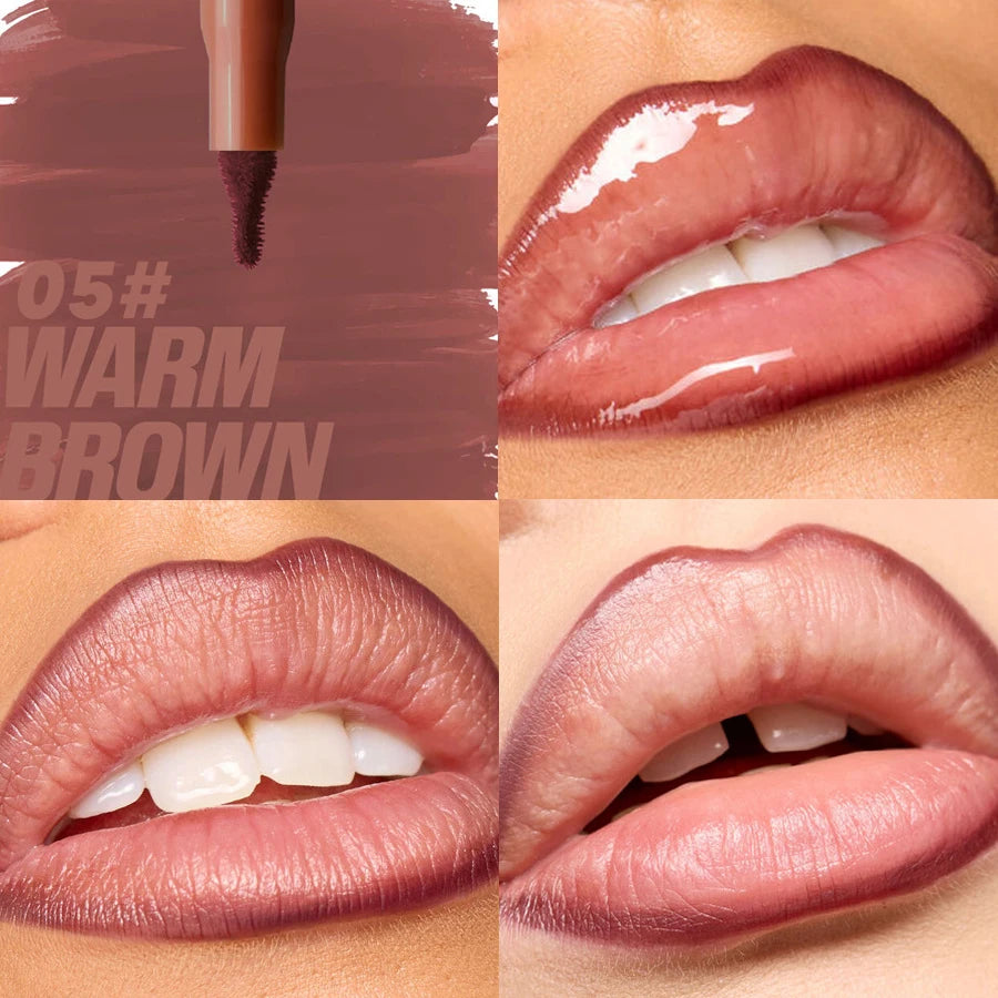 Waterproof Velvet Matte Lip Liner Pencil – Nude & Cherry Red