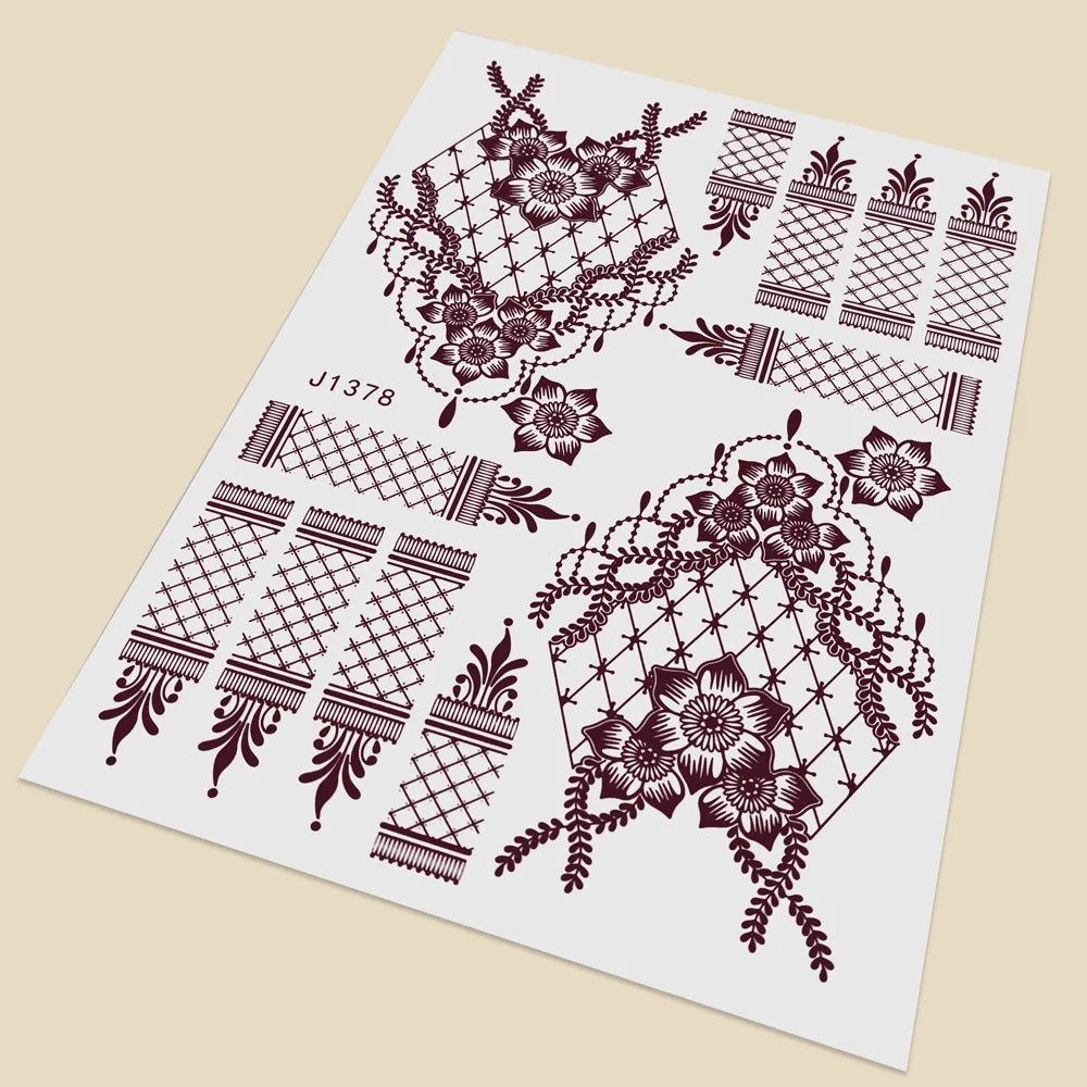 Henna Temporary Tattoo Stickers | Hand & Foot Body Art Temporary Tattoo Sticker PRIMED J1378
