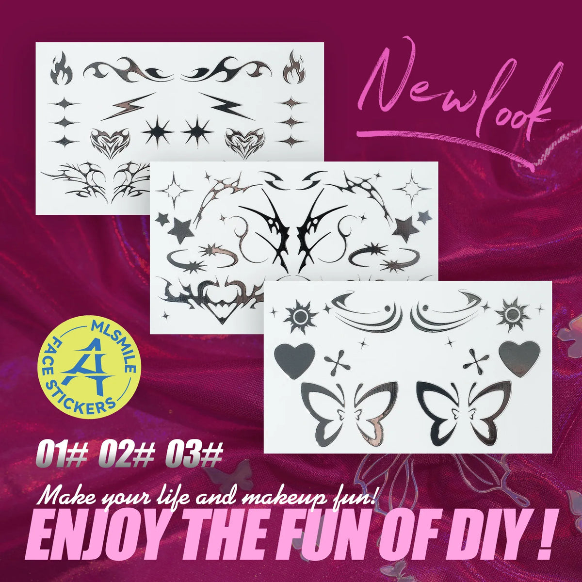 MLSMILE 3D Laser Face Tattoo Stickers | Eye Makeup Beauty