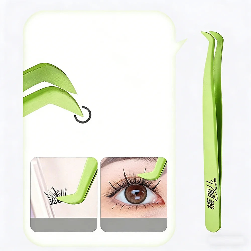 Stainless Steel Eyelash Tweezers – False Lash Extension Clips