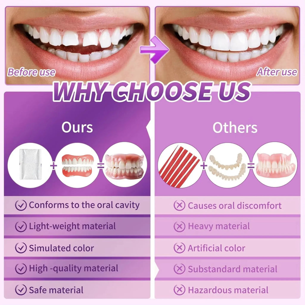 Silicone Dentures Full Set – Upper & Lower Fake Teeth Combo Silicone Dentures PRIMED