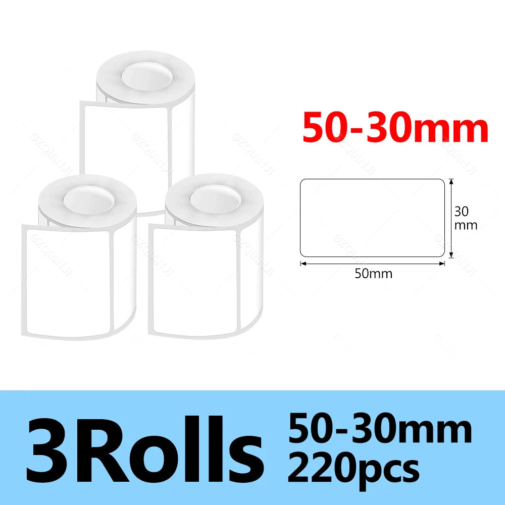 Waterproof Thermal Label Sticker Roll for Marklife P50 Printer Thermal Label Roll PRIMED 3Roll WH50-30mm