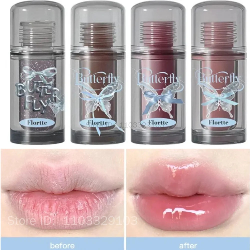 FLORTTE Butterfly Mirror Lip Gloss – Jelly Tint & Glaze Lip Gloss PRIMED