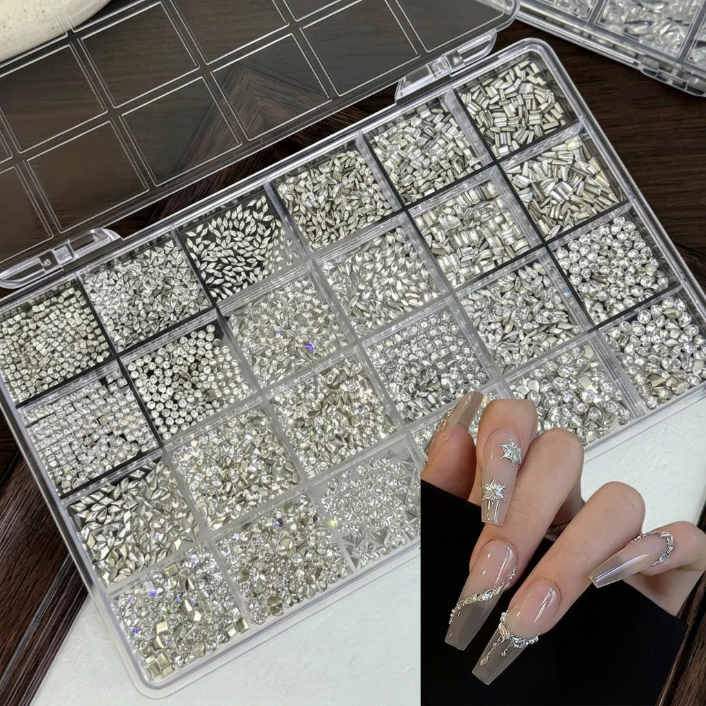 100Pcs Square Rhinestone Nail Crystals – Flat Back DIY Gems Nail Art Rhinestones PRIMED