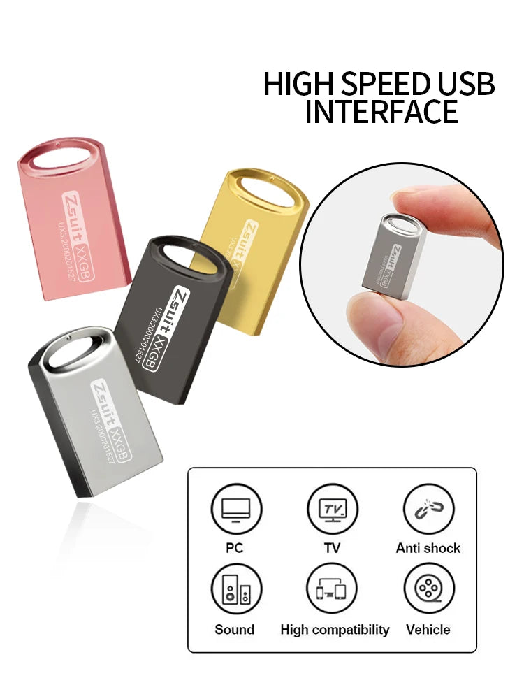 Z-Suit USB 3.0 Flash Drive 8GB–128GB Metal Pen Drive Custom Logo USB Flash Drive PRIMED