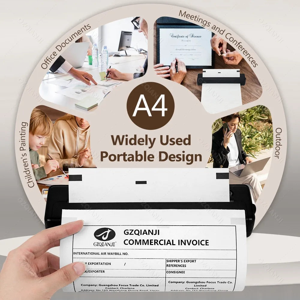 A4 Bluetooth Thermal Printer Portable Inkless – 50 Sheets Included Portable Thermal Printer PRIMED