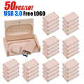 50-Pack Custom Wooden USB Flash Drives | Laser Engraved Logo Custom USB Flash Drive PRIMED 128 GB Maple USB and Box