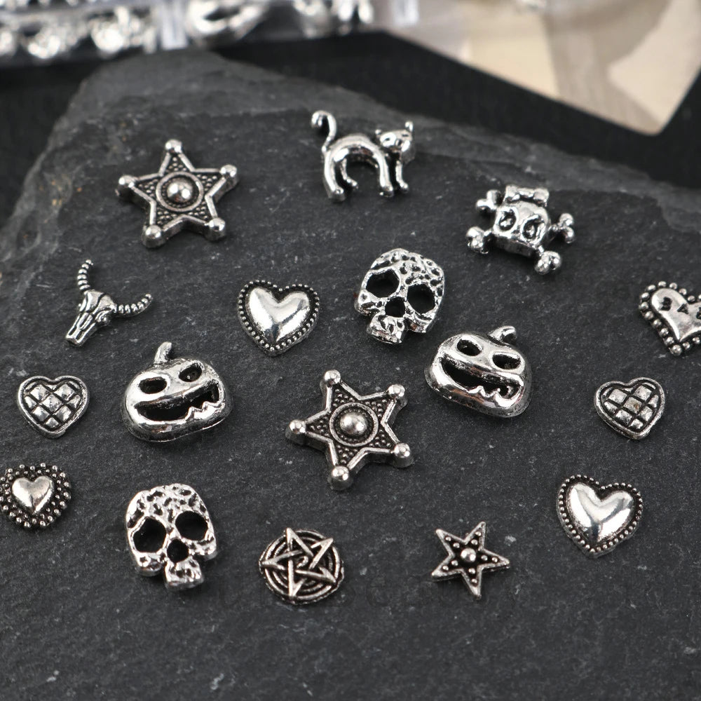 Halloween Nail Charms Set – Pumpkin, Black Cat & Star Designs Nail Art Charms PRIMED