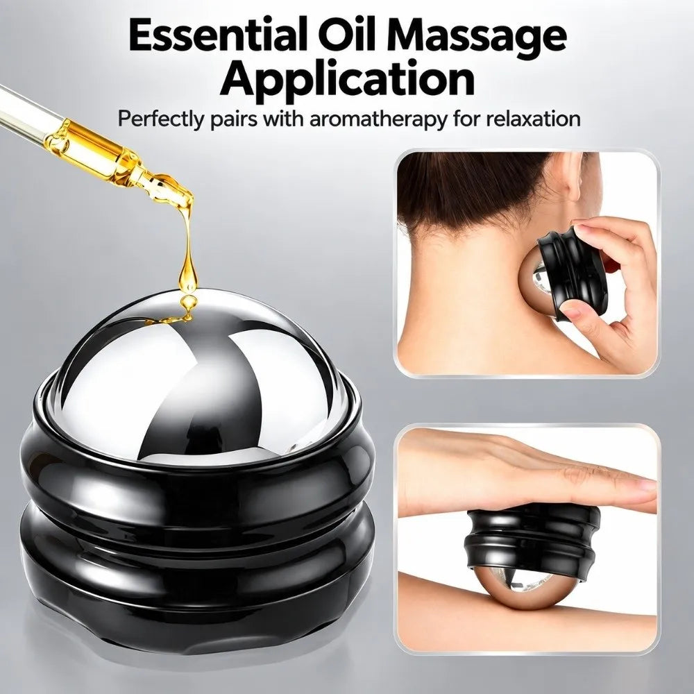 360° Stainless Steel Massage Roller Ball – Hot & Cold Therapy