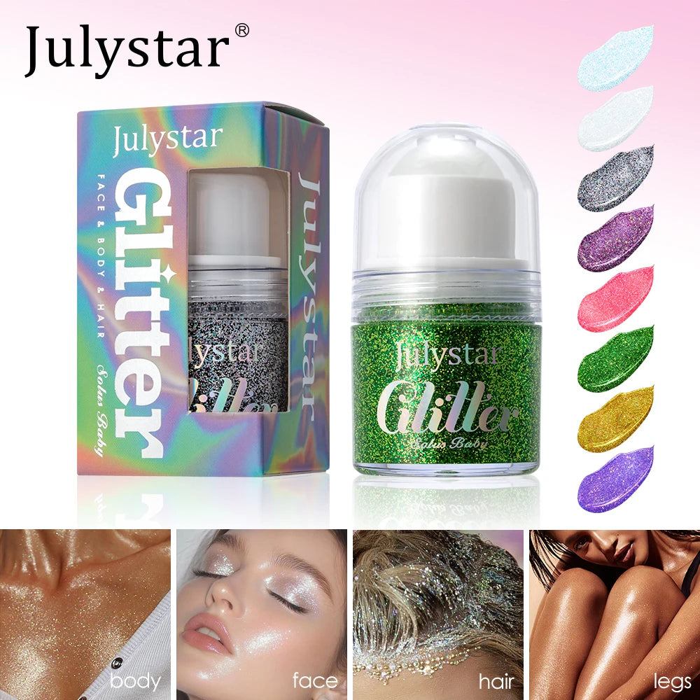 Julystar Glitter Gel Sequin Eye & Body Face Paint – 8 Colors Glitter Gel Eyeshadow PRIMED