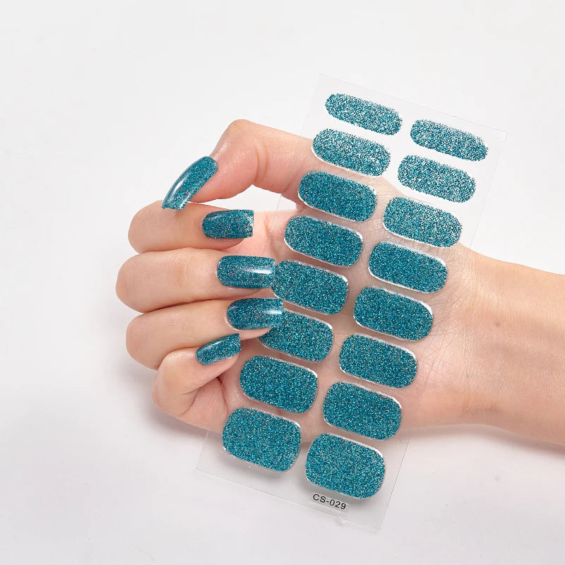 Semi-Cured Gel Nail Wraps Full Cover Stickers – 16pc Set