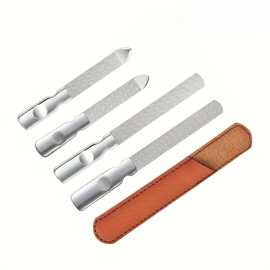 Ouriner Double-Sided Stainless Steel Nail File with Pouch