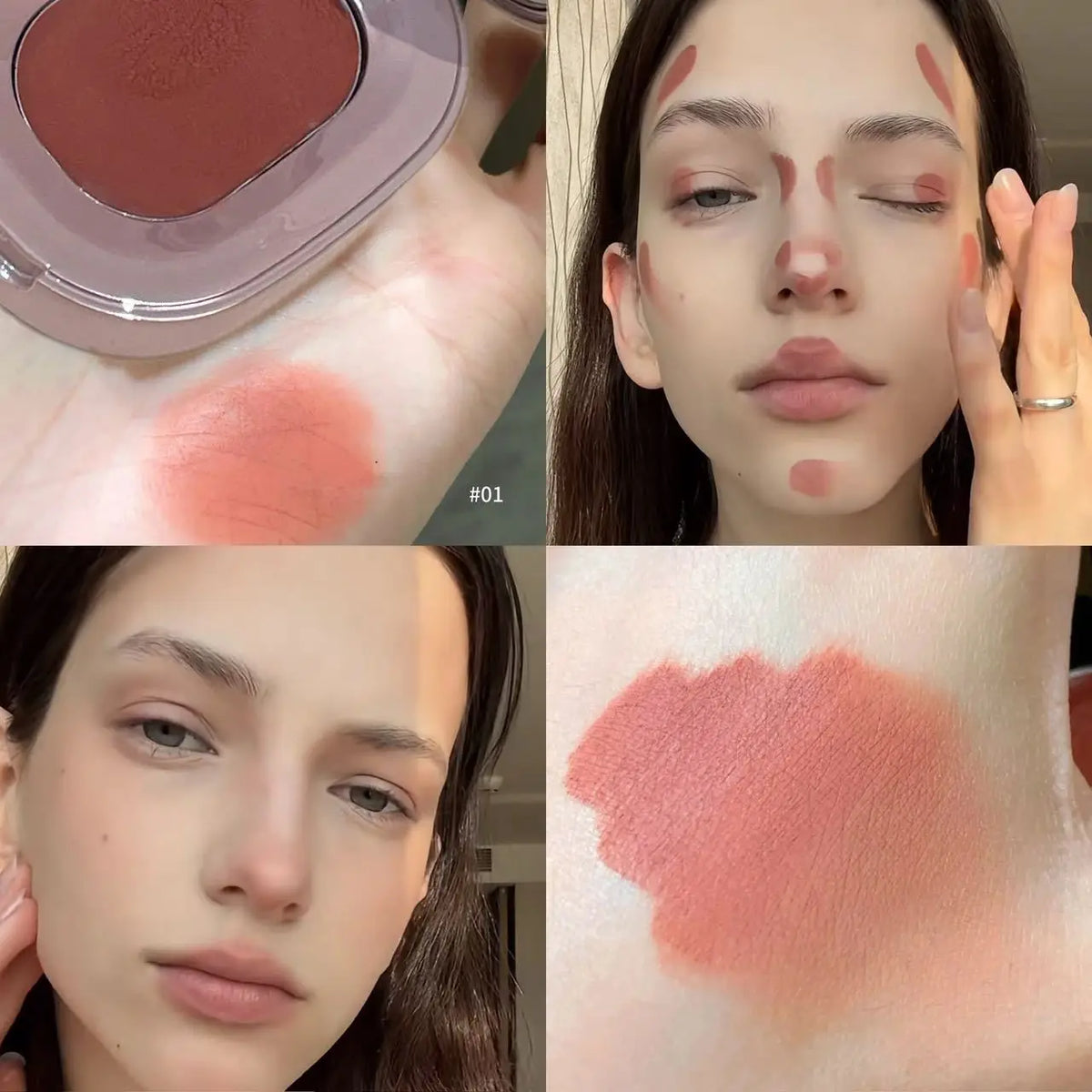 HERORANGE Matte Blush Cream – Multi-Use Lip & Cheek Color Cream Blush PRIMED 01