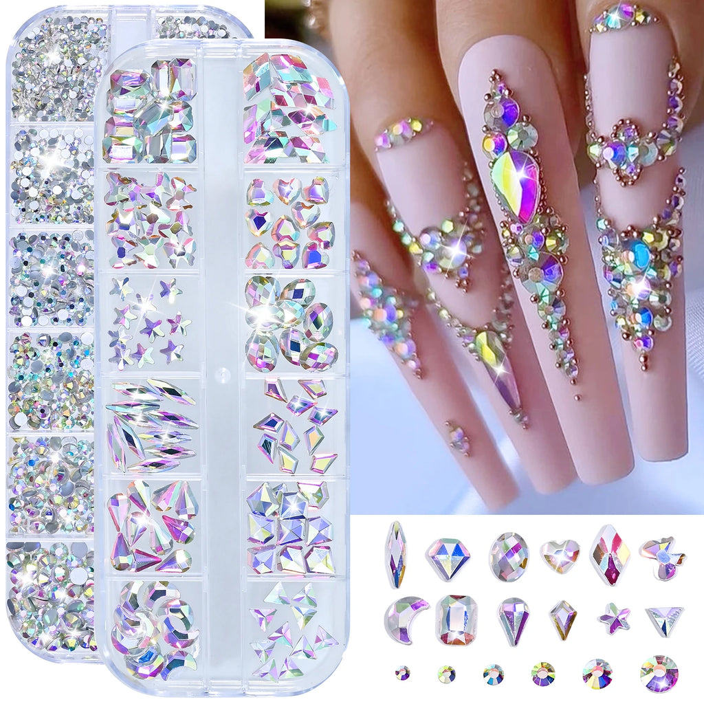 AB Sparkling Nail Rhinestones 2-Box Mixed Shapes – MAFANAILS