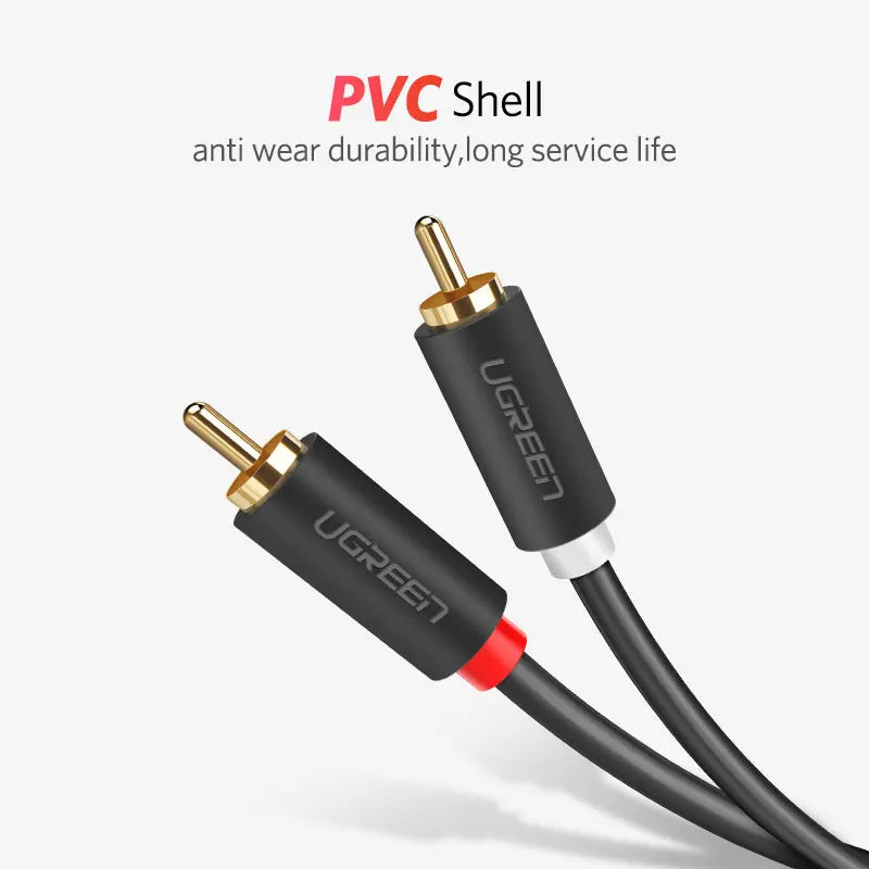 UGREEN 2RCA to 2RCA Gold-Plated Audio Cable 1m–5m RCA Audio Cable PRIMED