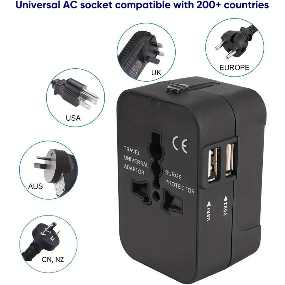 Universal Travel Adapter PD20W QC18W USB-C | US EU UK AU Travel Power Adapter PRIMED