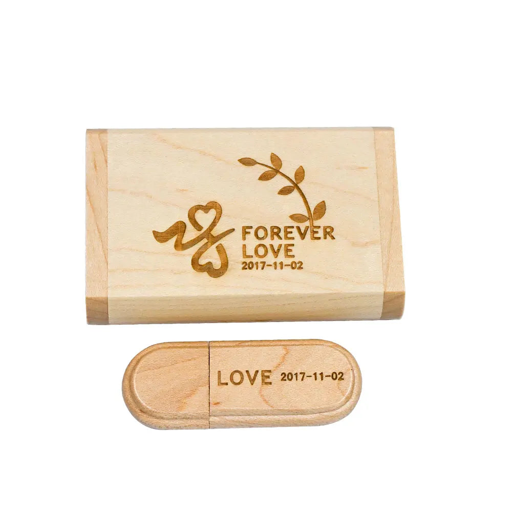 50-Pack Maple Wood USB Flash Drives | Custom Logo 32/64/128GB Custom USB Flash Drive PRIMED