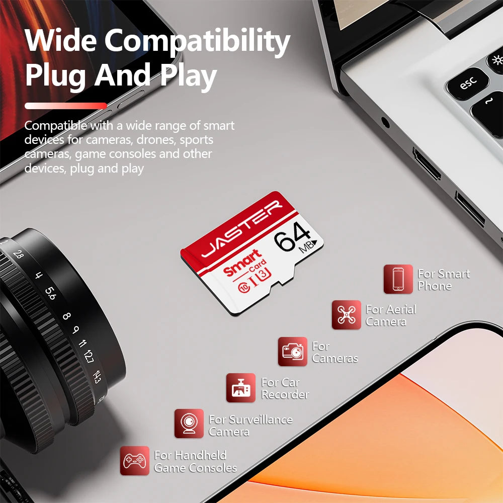 JASTER SD Card Class 10 U3 V30 TF Memory Card – Drone & Camera SD Memory Card PRIMED