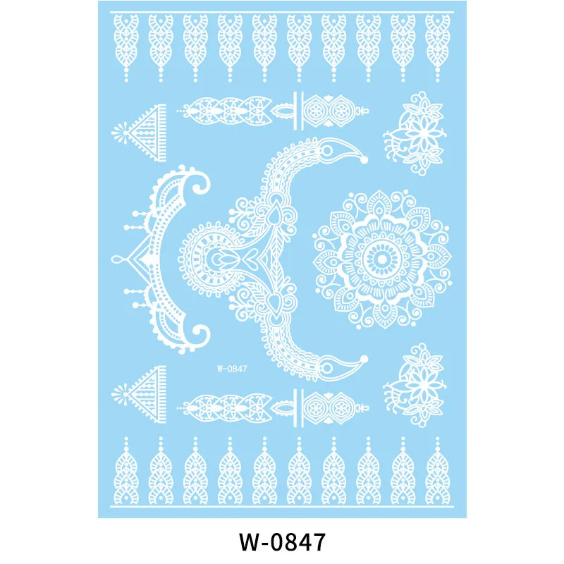 White Henna Flower Temporary Tattoo Sticker – Body Art
