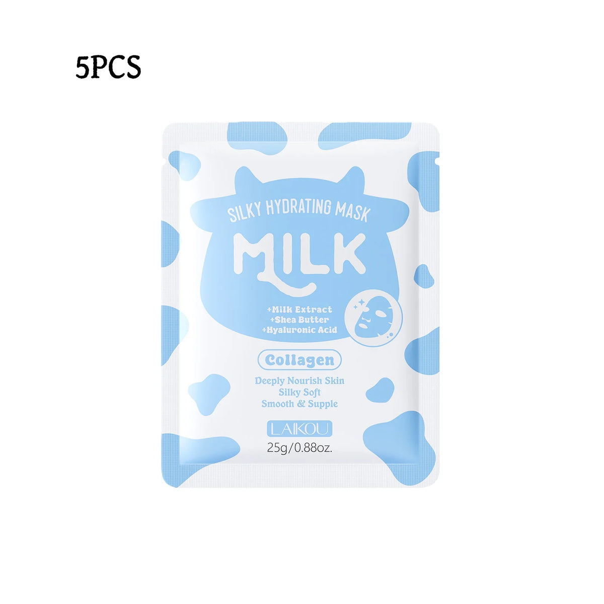 LAIKOU Milk Collagen Face Mask 25g | Deep Moisturizing Sheet Face Mask PRIMED 5PCS