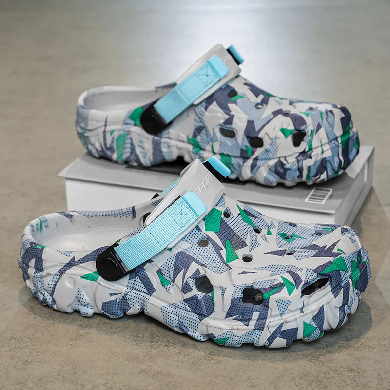 Men's Camouflage EVA Clogs – Garden Slip-On Sandals Men's Clogs Sandals PRIMED Blue 46