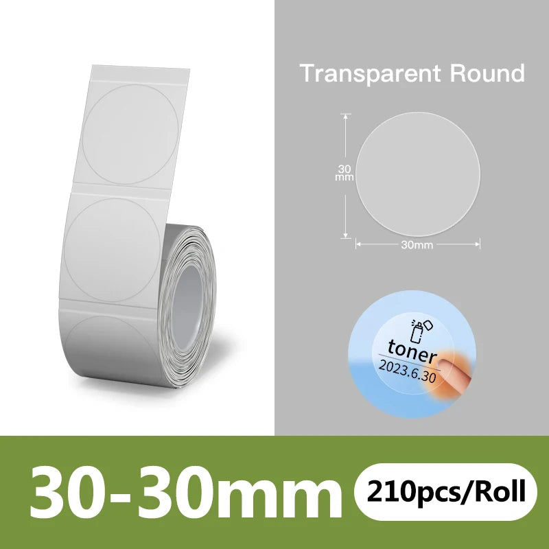Niimbot Transparent Label Paper Roll – B1 B21 B3S K3 Official Thermal Label Roll PRIMED 1Roll Trans 30-30mm