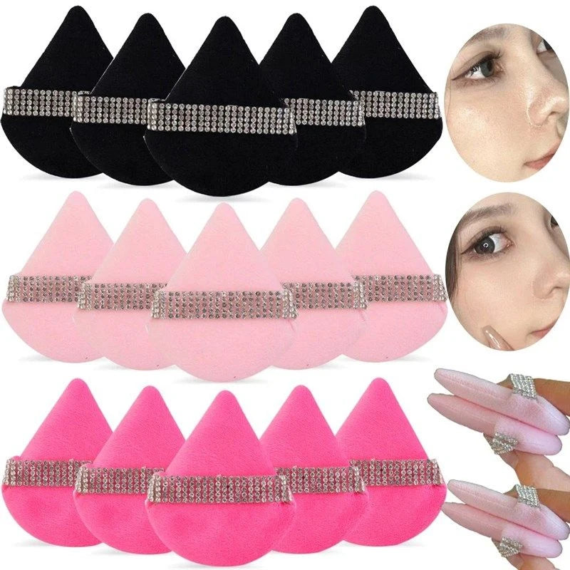 Triangle Velvet Powder Puff Set 3/6 Pcs – Soft Sponge