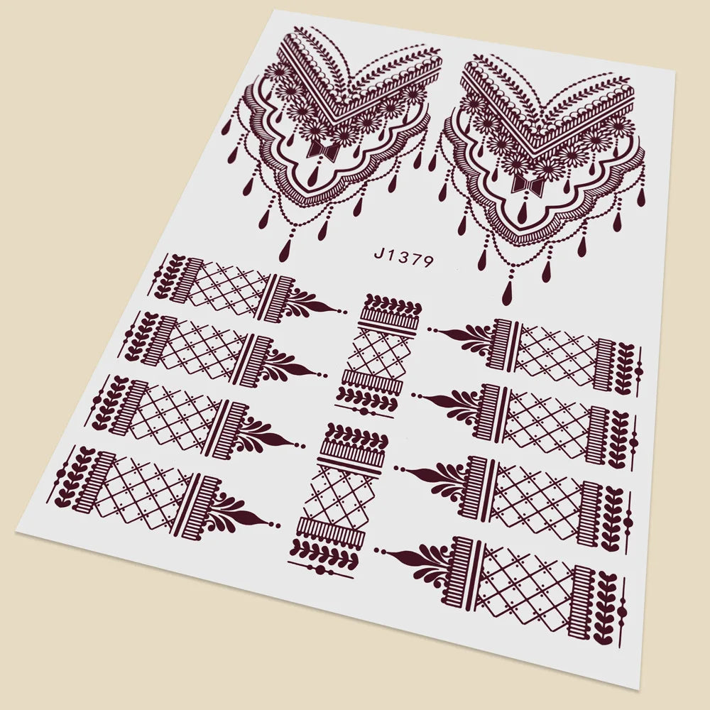 Henna Temporary Tattoo Stickers | Hand & Foot Body Art Temporary Tattoo Sticker PRIMED J1379