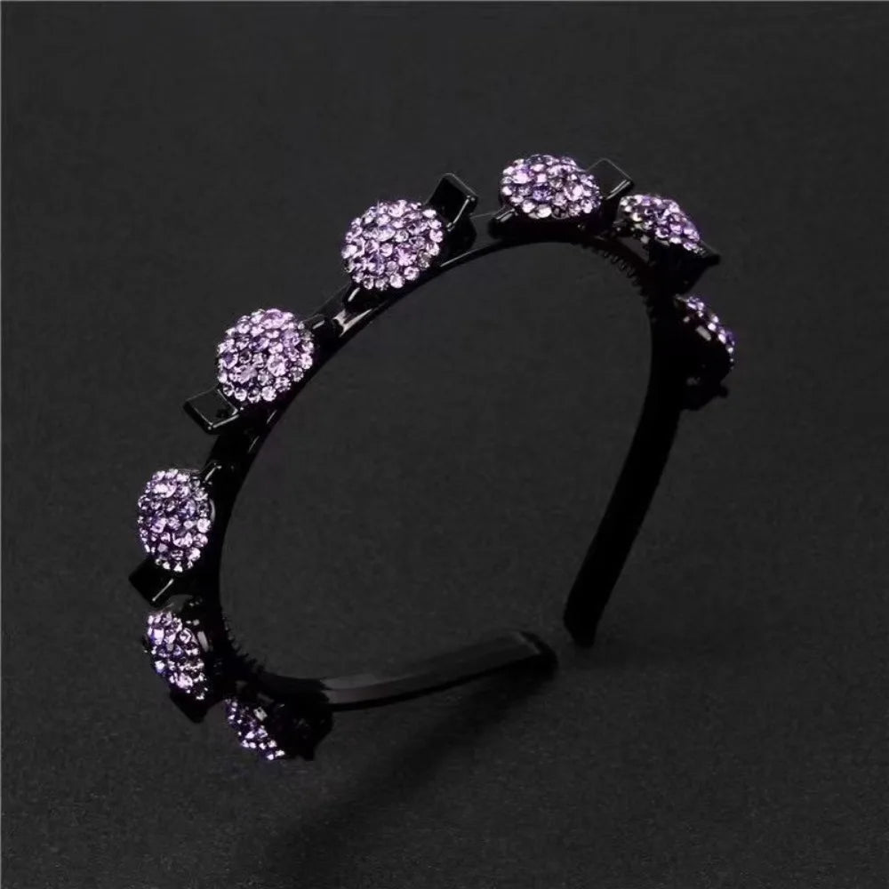 Rhinestone Crystal Double-Layer Clip Headband for Women